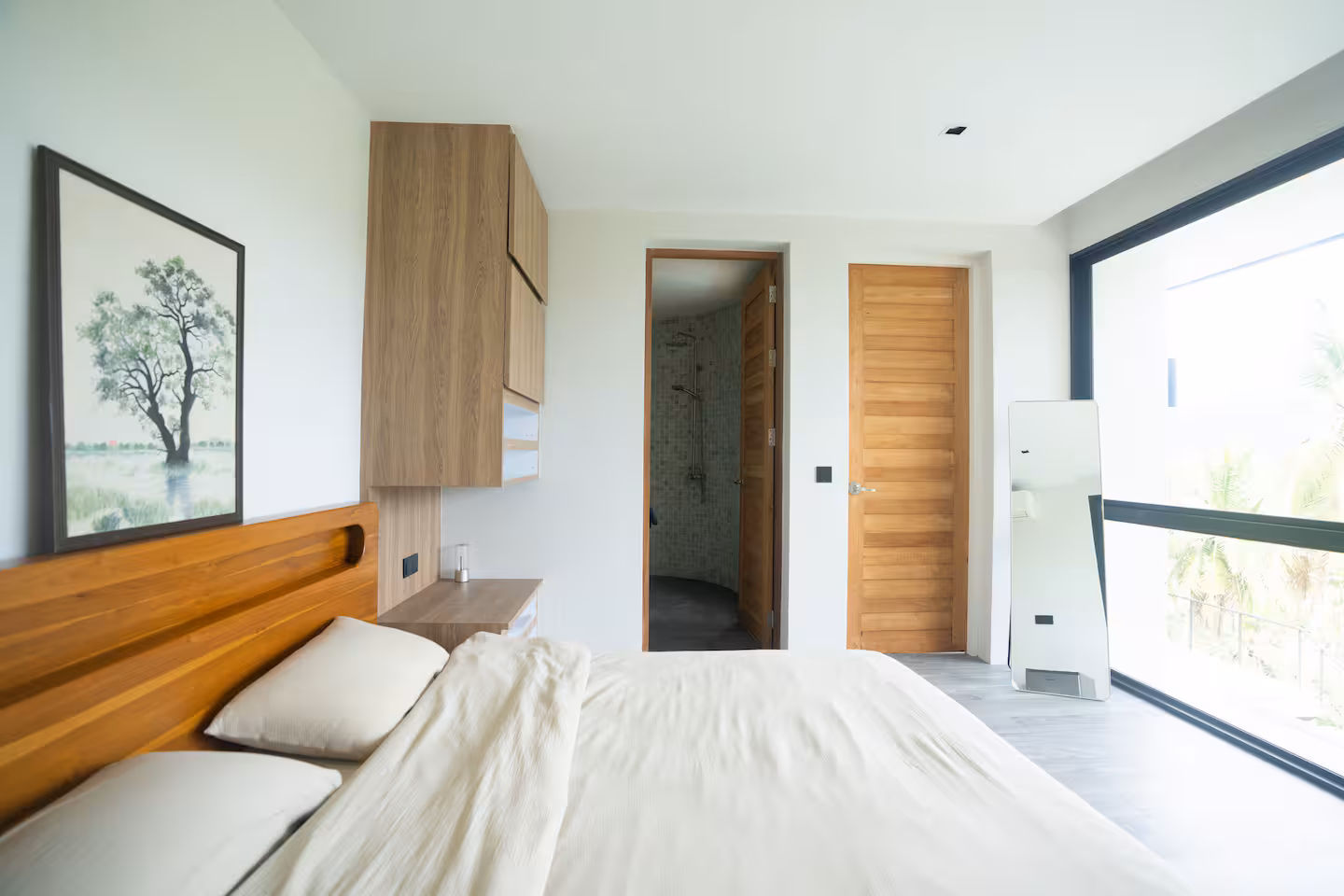The Nest private room with panoramic views at Kin Haus co-living villa, Koh Phangan